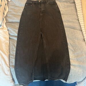 Women's Black Denim Maxi Skirt